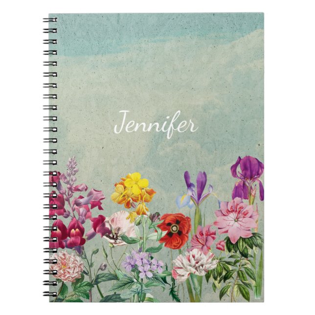 Colourful vintage blooming beautiful wildflowers notebook (Front)