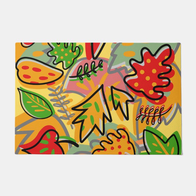 Colourful vintage botanical pattern colourful summ doormat (Front)