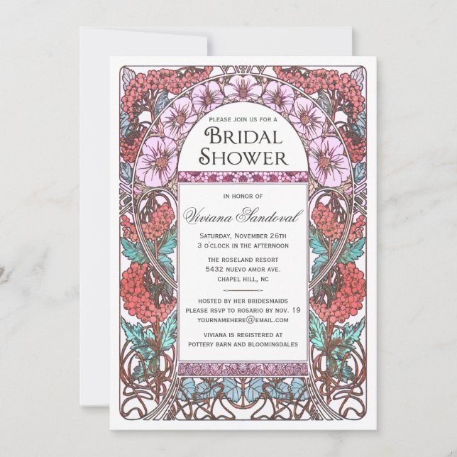 Colourful Vintage Bridal Shower Invitations (Front)