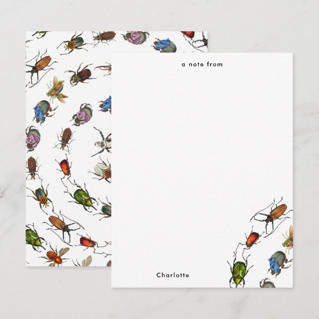 Colourful Vintage Bugs & Beetles Pattern Card (Front/Back)