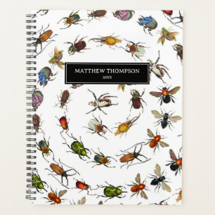 Colourful Vintage Bugs & Beetles Pattern Planner