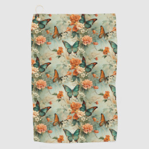 Colourful Vintage Butterflies and Flowers (10) Golf Towel