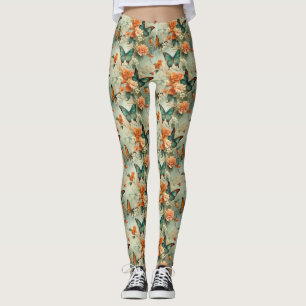 Colourful Vintage Butterflies and Flowers (10) Leggings
