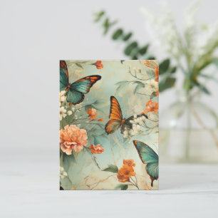 Colourful Vintage Butterflies and Flowers (10) Postcard