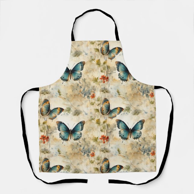 Colourful Vintage Butterflies and Flowers (11) Apron (Front)
