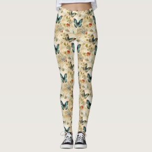 Colourful Vintage Butterflies and Flowers (11) Leggings
