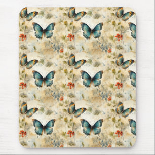 Colourful Vintage Butterflies and Flowers (11) Mouse Mat