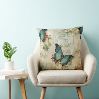 Colourful Vintage Butterflies and Flowers (12) Cushion