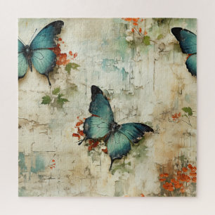 Colourful Vintage Butterflies and Flowers (12) Jigsaw Puzzle