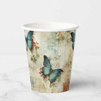 Colourful Vintage Butterflies and Flowers (12) Paper Cups