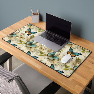 Colourful Vintage Butterflies and Flowers (1) Desk Mat