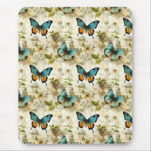 Colourful Vintage Butterflies and Flowers (1) Mouse Mat