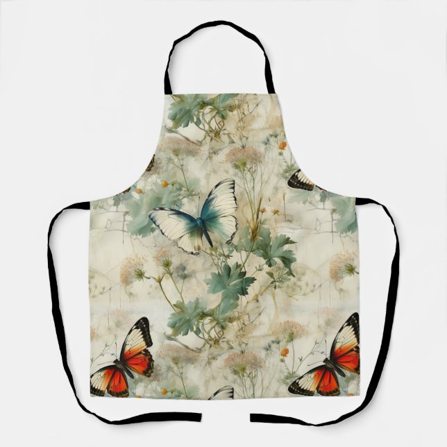 Colourful Vintage Butterflies and Flowers (2) Apron (Front)