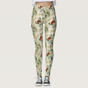 Colourful Vintage Butterflies and Flowers (2) Leggings