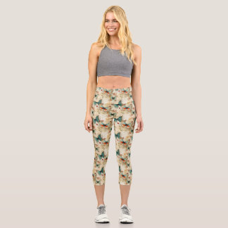 Colourful Vintage Butterflies and Flowers (3) Capri Leggings