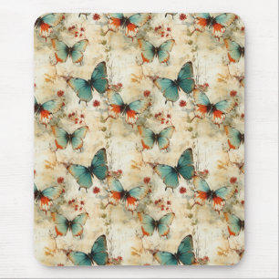 Colourful Vintage Butterflies and Flowers (3) Mouse Mat