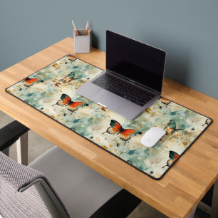 Colourful Vintage Butterflies and Flowers (4) Desk Mat