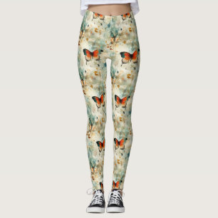 Colourful Vintage Butterflies and Flowers (4) Leggings