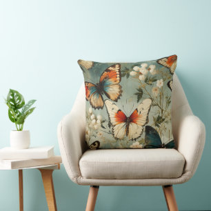 Colourful Vintage Butterflies and Flowers (5) Cushion