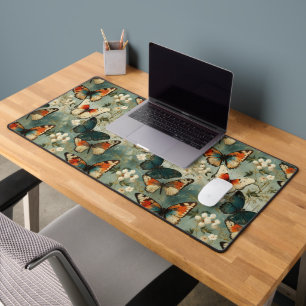Colourful Vintage Butterflies and Flowers (5) Desk Mat