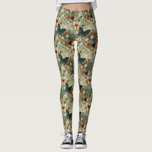 Colourful Vintage Butterflies and Flowers (5) Leggings