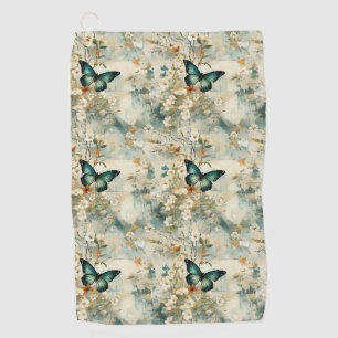 Colourful Vintage Butterflies and Flowers (6) Golf Towel