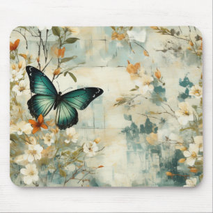Colourful Vintage Butterflies and Flowers (6) Mouse Mat