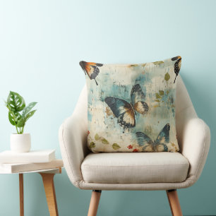 Colourful Vintage Butterflies and Flowers (7) Cushion