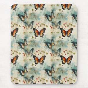 Colourful Vintage Butterflies and Flowers (7) Mouse Mat