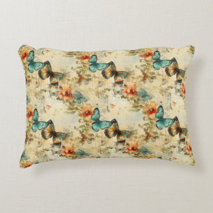 Colourful Vintage Butterflies and Flowers (8) Decorative Cushion