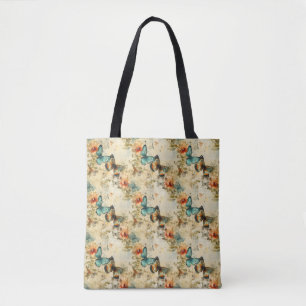 Colourful Vintage Butterflies and Flowers (8) Tote Bag
