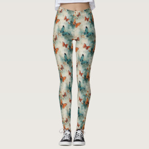 Colourful Vintage Butterflies and Flowers (9) Leggings