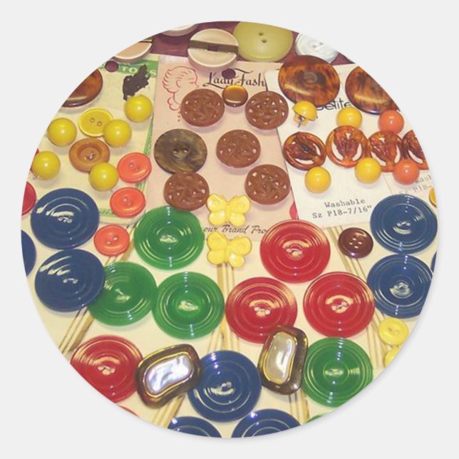 Colourful Vintage Buttons Classic Round Sticker (Front)