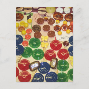 Colourful Vintage Buttons Postcard