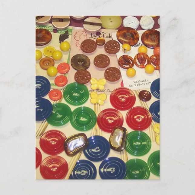 Colourful Vintage Buttons Postcard (Front)