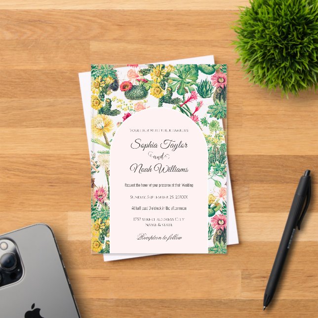 Colourful Vintage Cactus Collection Acrylic Invitations (Insitu (Invitation Card))