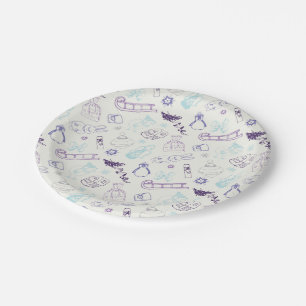 Colourful vintage christmas animals and bird paper plate