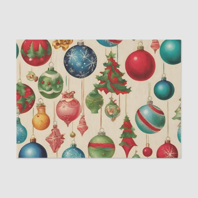 Colourful Vintage Christmas Hanging Ornaments  Tissue Paper (Front)
