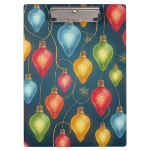 Colourful, vintage Christmas lights decor Clipboard