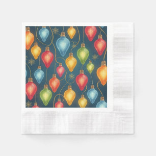 Colourful, vintage Christmas lights decor Napkin