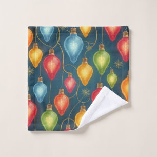 Colourful, vintage Christmas lights decor Wash Cloth