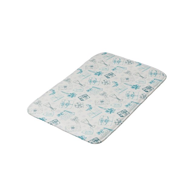 Colourful vintage christmas pattern bath mat (Angled)