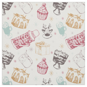 Colourful vintage christmas pattern fabric