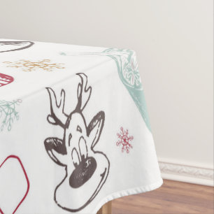 Colourful vintage christmas pattern tablecloth
