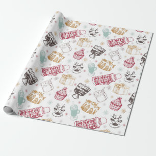 Colourful vintage christmas pattern wrapping paper