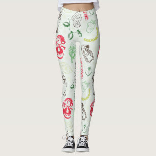 Colourful vintage christmas snowman leggings