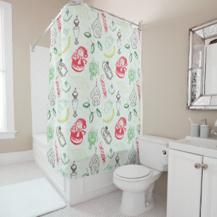 Colourful vintage christmas snowman shower curtain