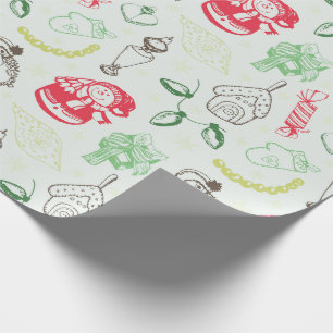 Colourful vintage christmas snowman wrapping paper