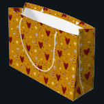 Colourful Vintage Christmas Theme Pattern Large Gift Bag<br><div class="desc">Christmas theme wrapping paper featuring colourful hand-drawn holiday symbols with red gold and vintage yellow colours.</div>