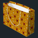 Colourful Vintage Christmas Theme Pattern Large Gift Bag<br><div class="desc">Christmas theme wrapping paper featuring colourful hand-drawn holiday symbols with red gold and vintage yellow colours.</div>